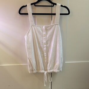 LOFT Cream Button-Down Tank Top